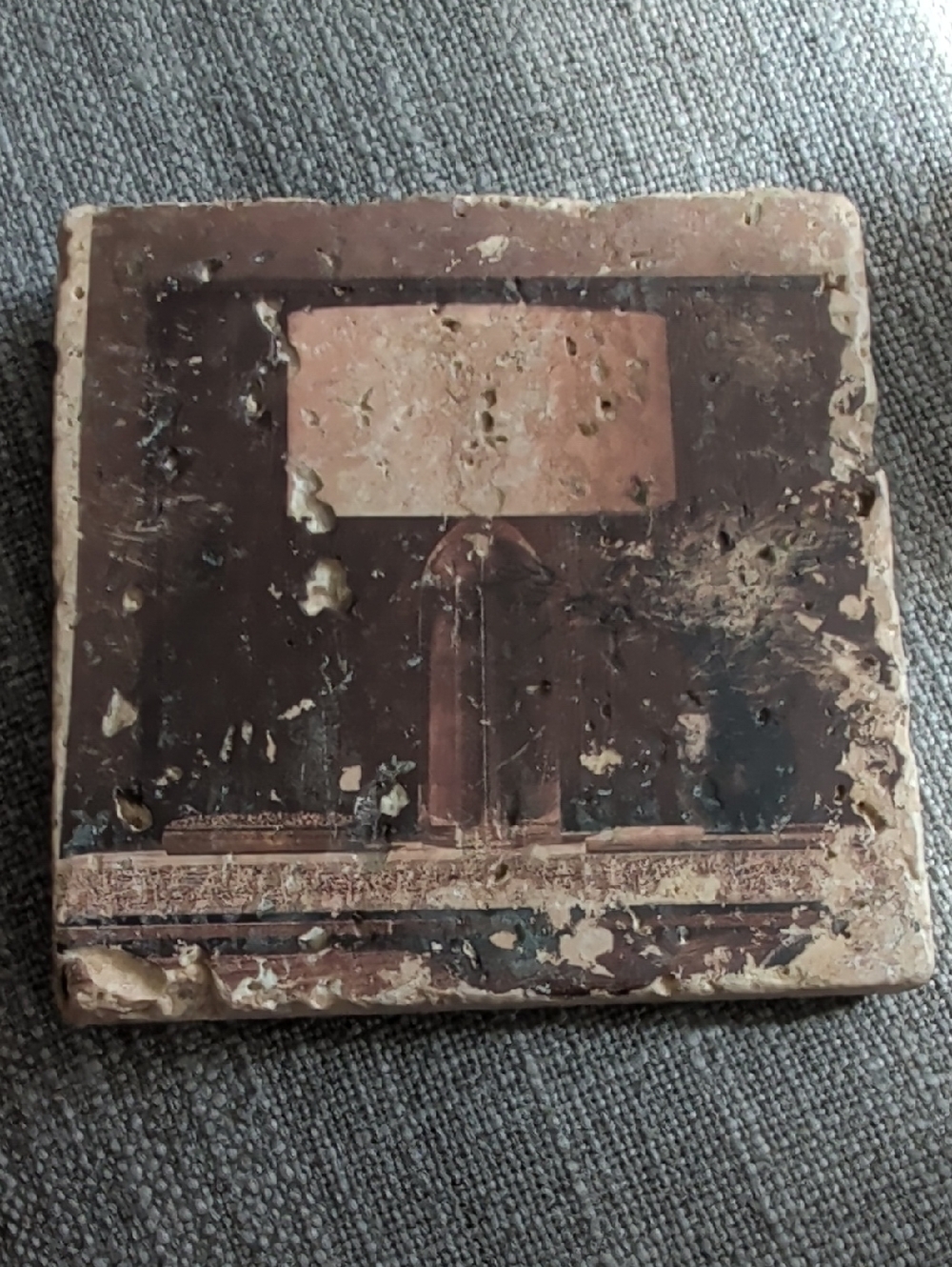 Abstract Brown & Tan Stone Accent Coaster - Handcrafted